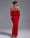 Strap-Flower Backless Maxi Bandage Dress