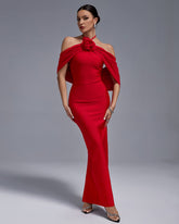 Strap-Flower Backless Maxi Bandage Dress