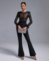 Hollow-out Mesh Bandage Jumpsuit