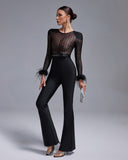 Hollow-out Mesh Bandage Jumpsuit