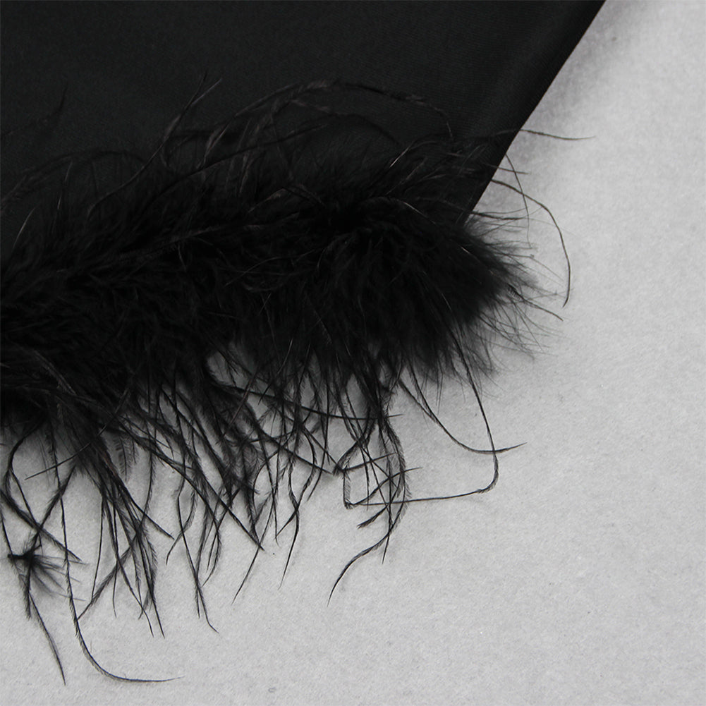 Halter Sleeveless Feather Bandage Dress HL9567