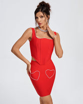 Rhinestone Trim Sweetheart Two Piece Set