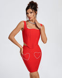 Rhinestone Trim Sweetheart Two Piece Set