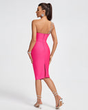 One Shoulder Crystal Chain Bandage Dress