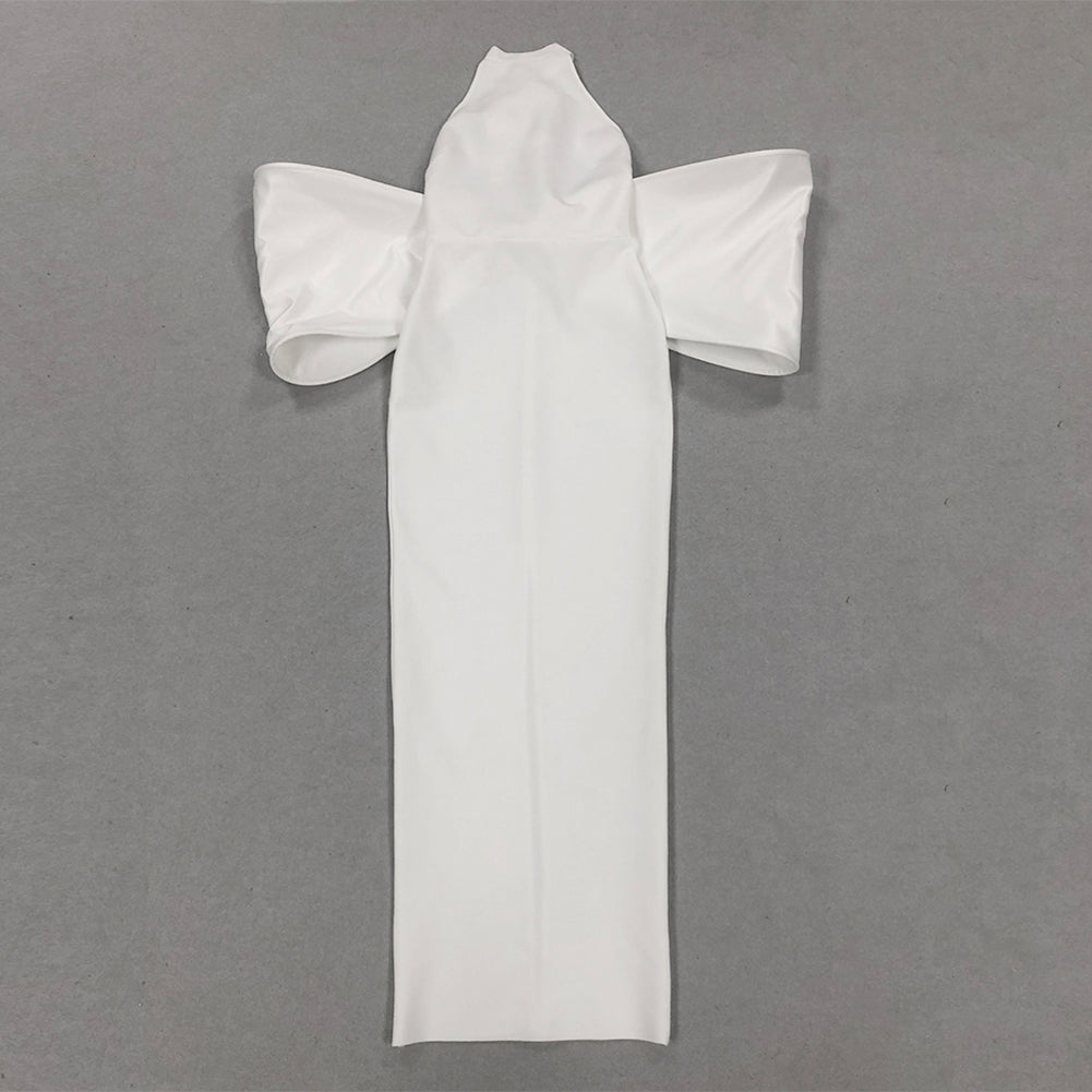 Semi-High Collar Sleeveless Exaggerated Bowknot Maxi Bandage Dress HL9705