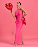 Huge Bow Split Maxi Bandage Dress