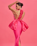 Huge Bow Split Maxi Bandage Dress