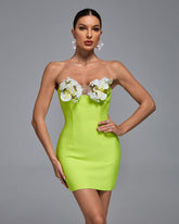 3D Flower Orchid Mini Bandage Dress