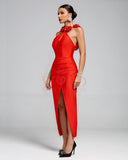 Halter Floral Backless Bandage Long Dress