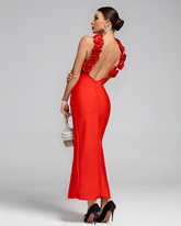 Halter Floral Backless Bandage Long Dress
