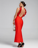 Halter Floral Backless Bandage Long Dress