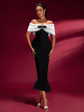Off Shoulder Bow Fishtail Bandage Dress