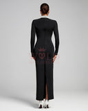 High Neck Pearl Necklace Bandage Maxi Dress