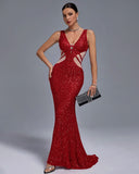 V Neck Sequins Mermaid Dress