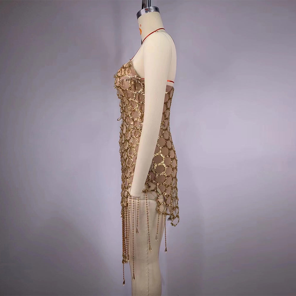 Strapless Sleeveless Sequins Mini Bodycon Dress HT20150