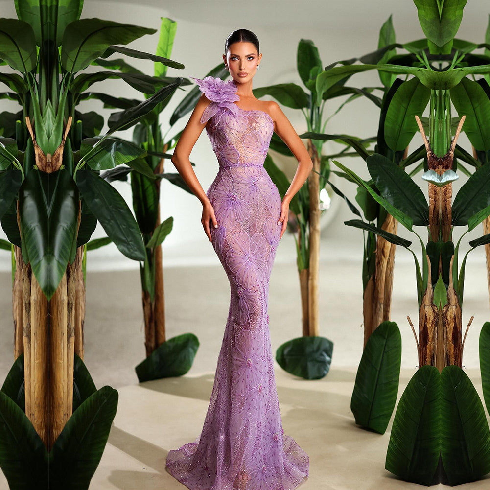 Lilac Mermaid Prom Dress Gown