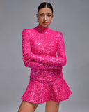 Pink Sequins Mini A-Line Dress