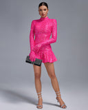 Pink Sequins Mini A-Line Dress