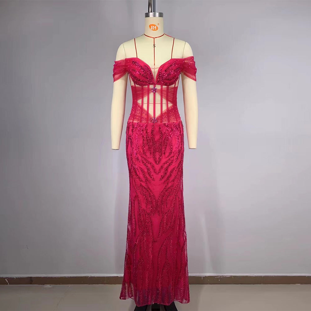 Rose Red Bodycon Dress HT998