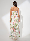 Floral Print Pleated Strap Maxi Dress