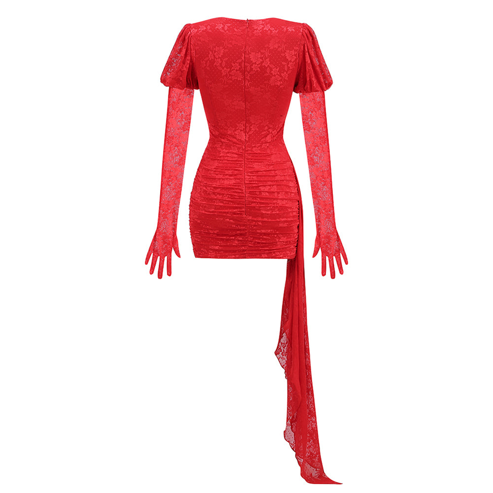 Round Neck Long Sleeve Cut Out Mini Dress KLY1109