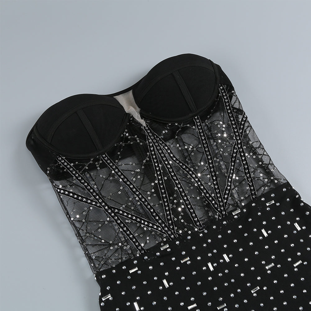 Strapless Sleeveless Rhinestone Set KLYF1021