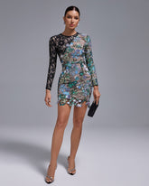 Lace Spliced Tokyo Sequins Floral Dress