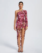 Tokyo Floral One Shoulder Sequins Dress