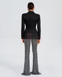 Pure Black Blazer & Rhinestone Pants Set