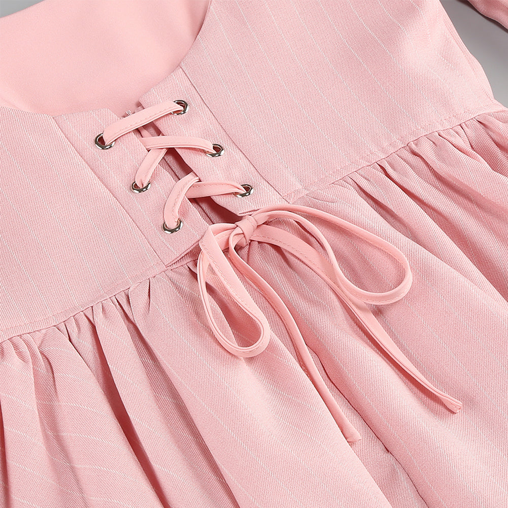 Square Collar Long Sleeve Rhinestone Mini Dress KLYF1100