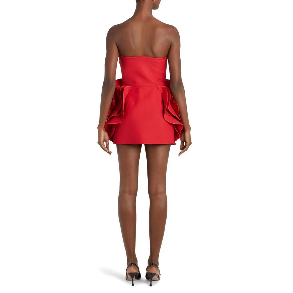 Strapless Sleeveless Flower Mini Dress KLYF1104