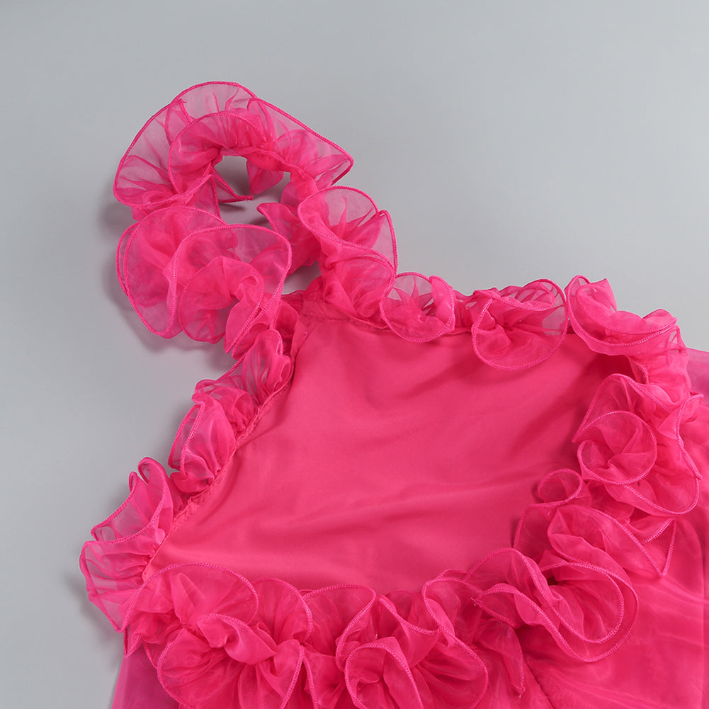 Halter Sleeveless Gauze Mini Dress KLYF1112