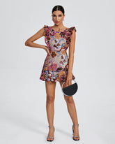 Dahlia Floral-Embellished Ruffle Mini Dress