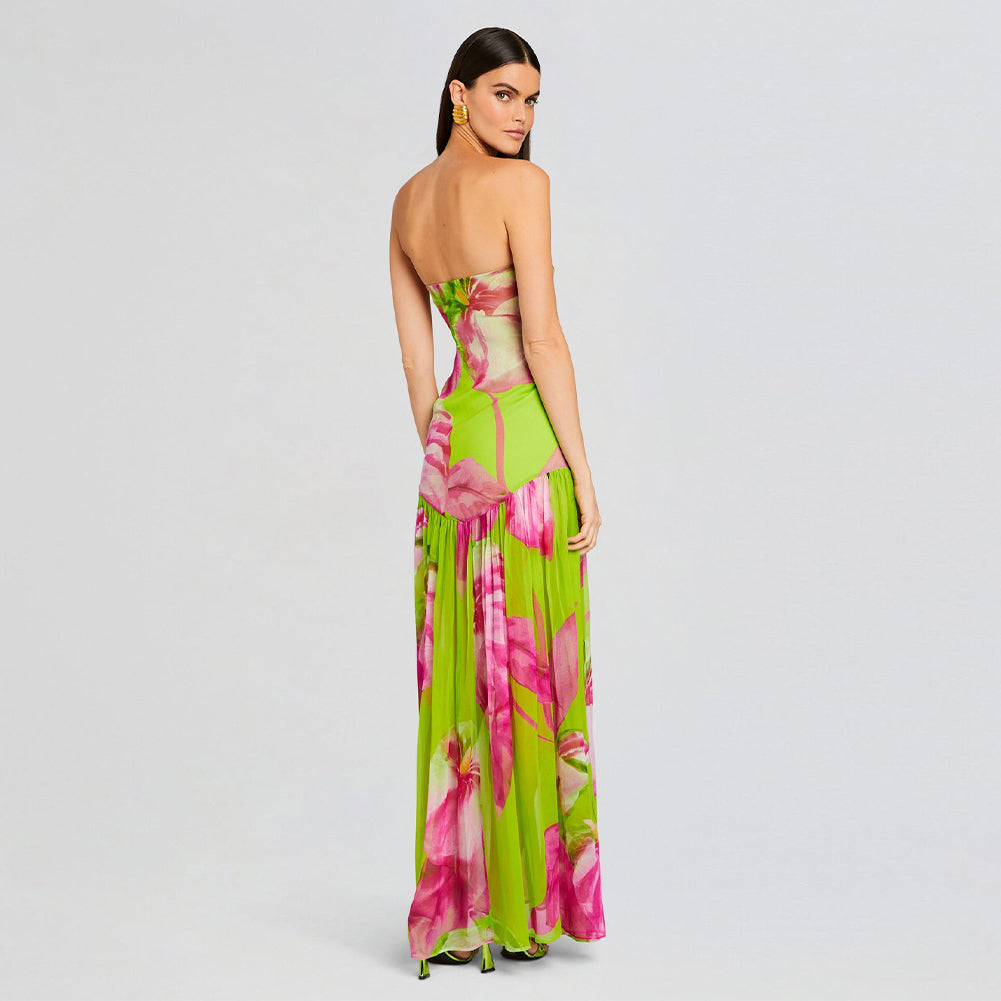 Strapless Sleeveless High Split Maxi Dress KLYF1217