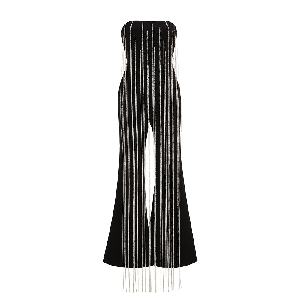 Strapless Sleeveless Chains Jumpsuit KLYF1241