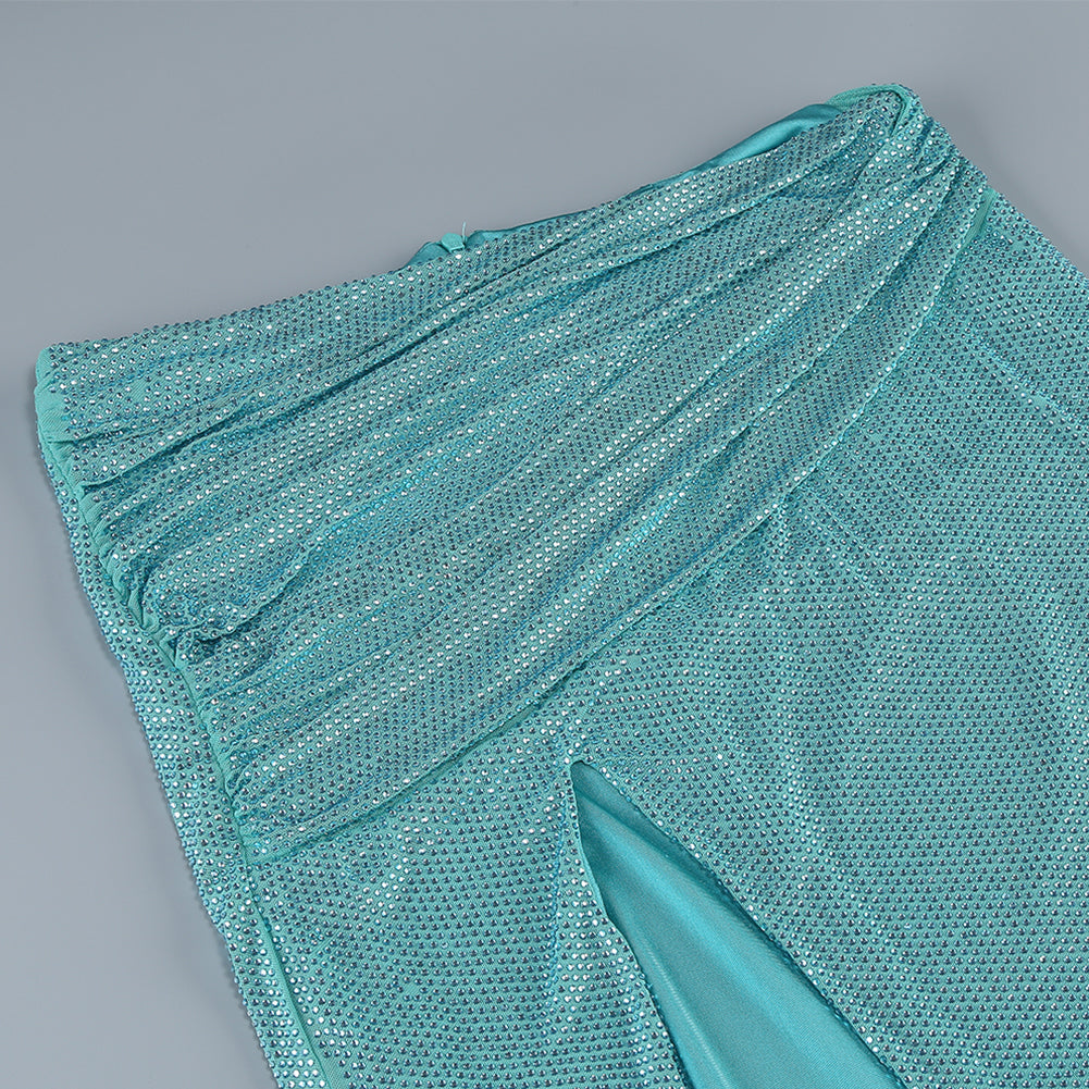 Mint Green Rhinestone 2 Piece Set Corset Top