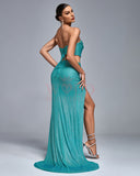 Sparkly Corset Two Piece Maxi Skirt Set