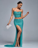 Sparkly Corset Two Piece Maxi Skirt Set