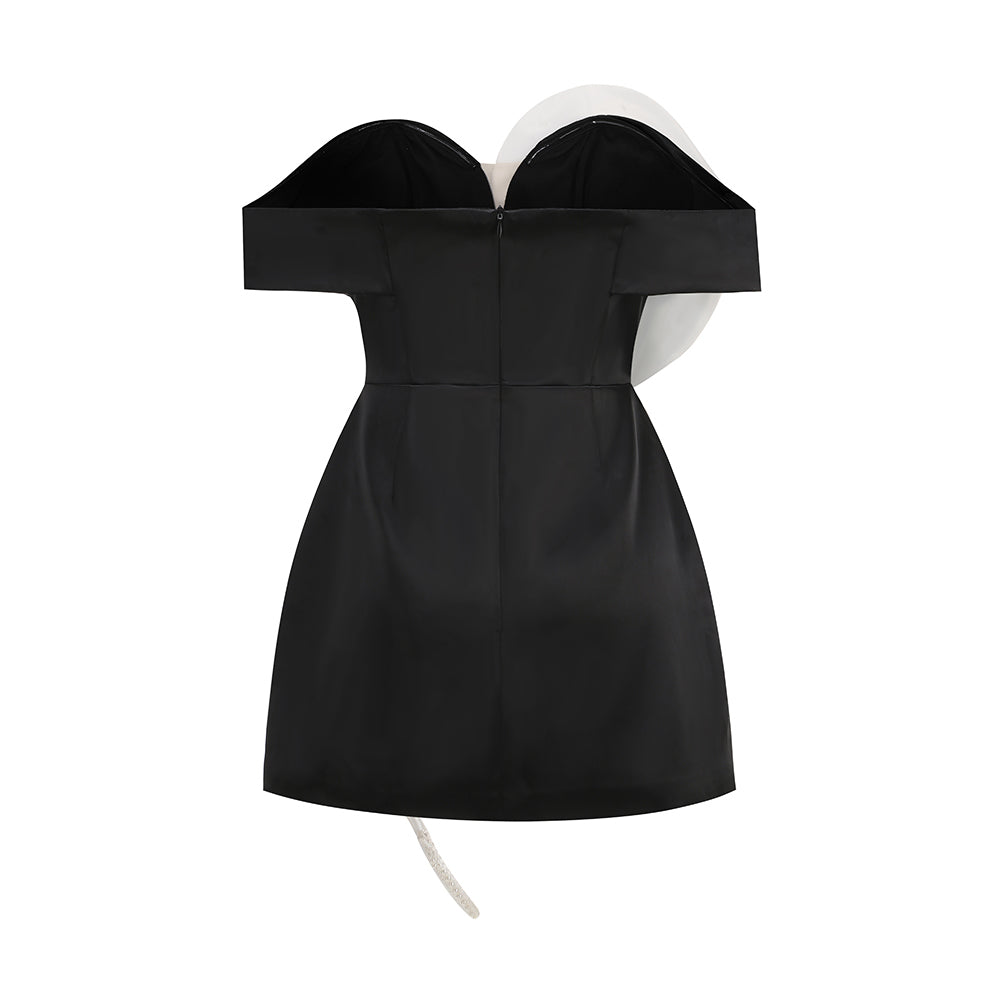 Off Shoulder Three-Dimensional Flower Mini Dress KLYF1279