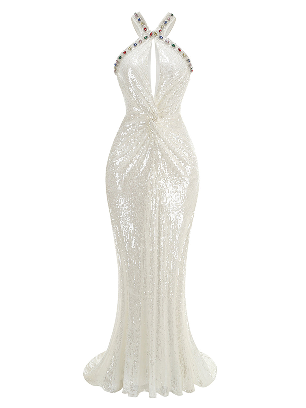 Strappy Sleeveless Sequins Maxi Dress KLYF1281
