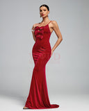 Velvet Bows Open Back Evening Gown