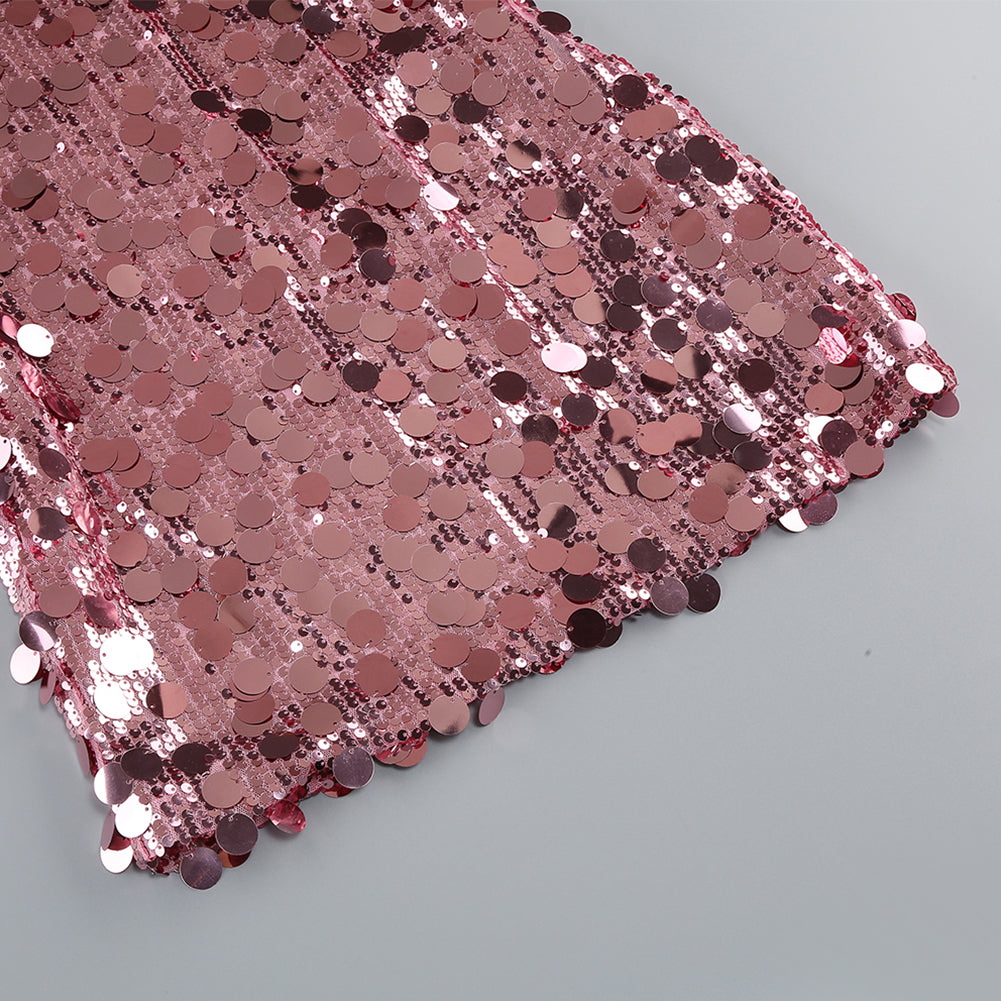 Strappy Sleeveless Big Sequin Mini Dress KLYF1301
