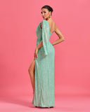 One Shoulder Sequin High-slit Maxi Dress