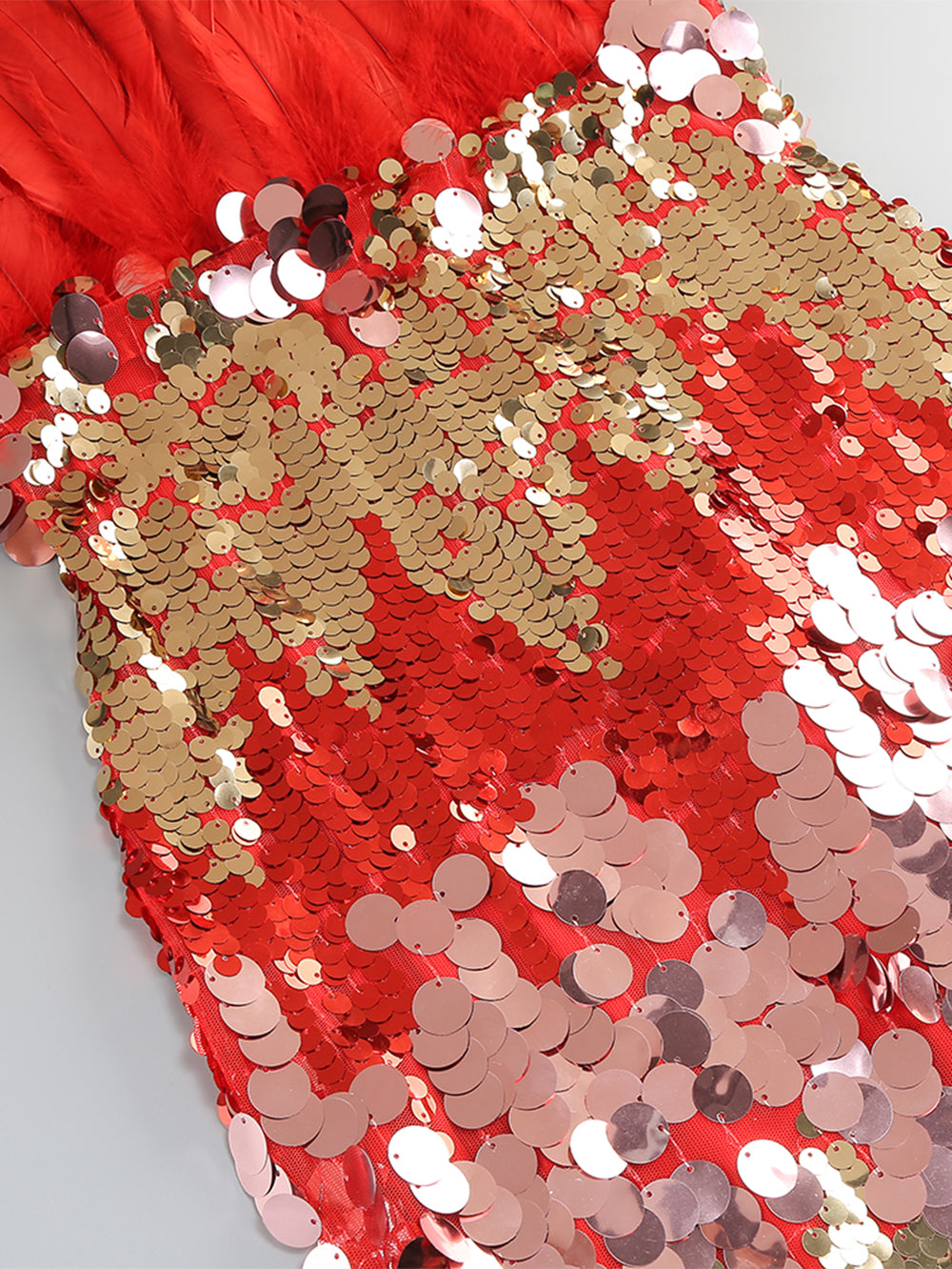 Colorful Sequined Feather Maxi Dress KLYF1331