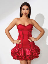 Elegant Ruffled Backless Mini Dress