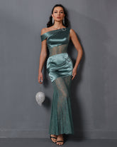 Asymmetric Lace Gauze Maxi Dress