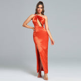 One Shoulder Side Slit Maxi Dress