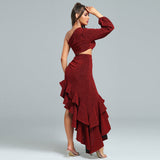 One Shoulder Exposed Waist Bodycon Dress