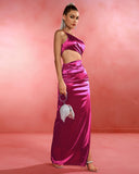 One Shoulder Side Slit Maxi Bodycon Dress