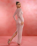 See Through Mesh Pearl Cover Up Dress
